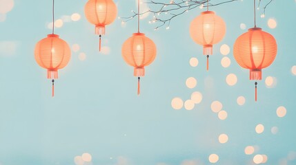 Lanterns hanging from the branches