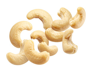 Cashew Nuts Falling Motion on Transparent Background