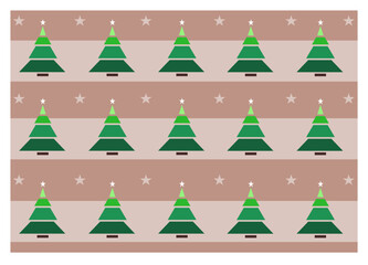 Christmas wallpaper pattern: seamless Christmas tree on the brown stripes background 
