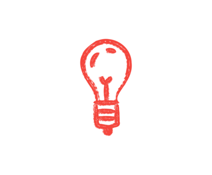 Simple Hand Drawn Red Light Bulb Icon On Transparent Background Representing Idea And Innovation In White Background