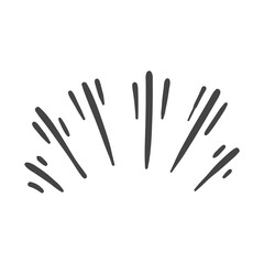 Simple Dark Gray Hand Drawn Style Burst Lines on Transparent White Background Vector Graphic Element