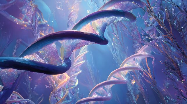 Surreal DNA Strands Illustration - Powered by Adobe