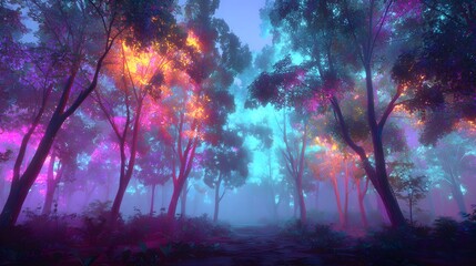 Surreal Glowing Forest