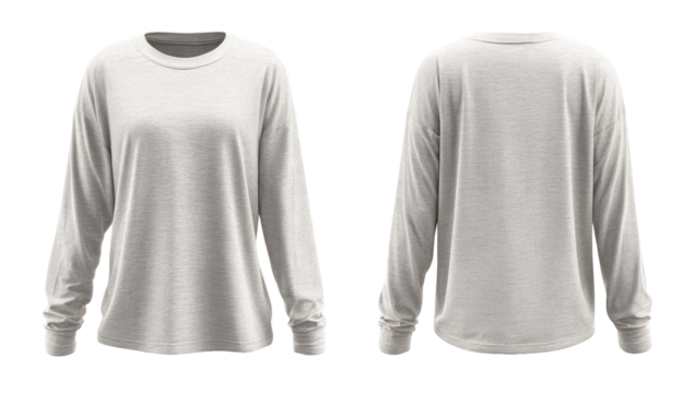 Light gray long-sleeve shirt, front and back views