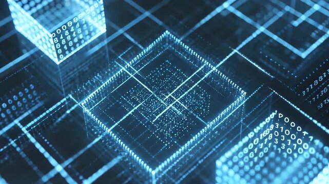 a close up of a computer chip with many small squares