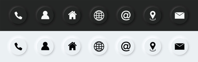 3d minimal web icon set home location globe message mail telephone information support search contact web icons