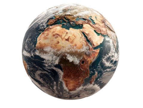 Detailed Earth globe, high-resolution, realistic