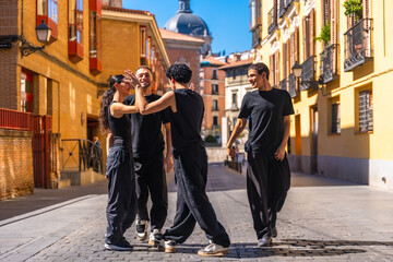 Young dancers performing street dance in madrid