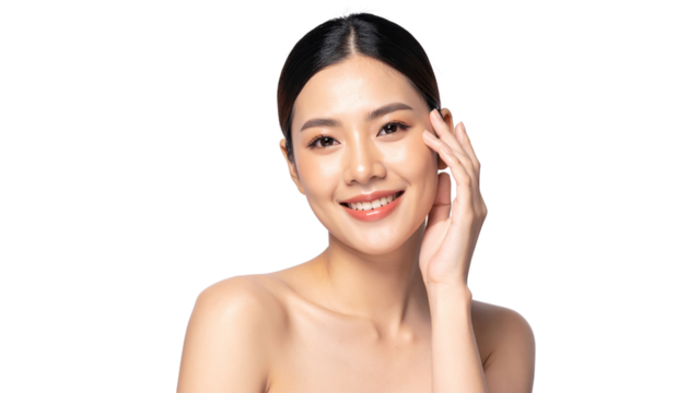 Smiling young woman with healthy skin and natural beauty on display