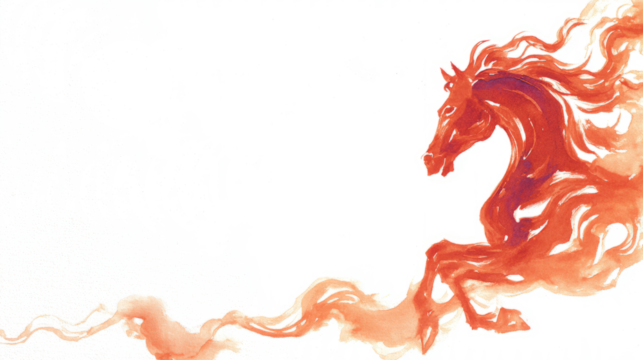 Little Red Fire Horse with Golden Spark Trail, 2026