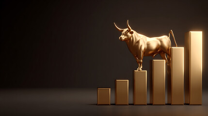 Bull market growth visualization business sector 3d render professional background dynamic perspective