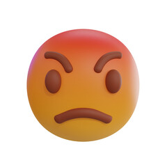 3D Rendered Angry Emoticon Face with Red and Orange Gradient Glow on Black Background Expressing Negative Emotion and Frustration