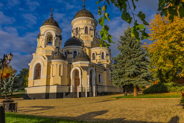 Beautiful Orthodox Monastery of Capriana, Moldova Religious Architecture and Nature. Travel Destination and Cultural Heritage Site