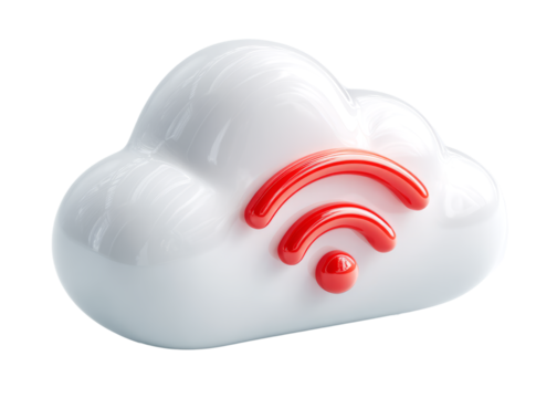 Cloud with Red Wi-Fi Signal