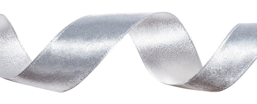 Silvery satin ribbon in a wavy pattern