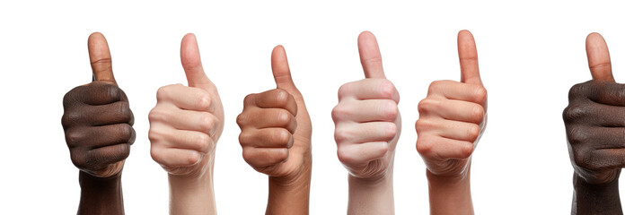 Diverse hands giving thumbs up
