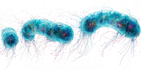 blue bacteria cells  and scientific research