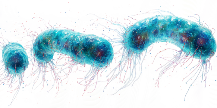 blue bacteria cells  and scientific research