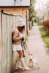 Woman Walking Her Dog 7274.