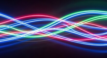 A colorful, abstract light painting with neon colors on a dark background.