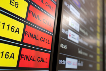 Obraz premium Airplane flight boarding status as 