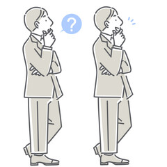 A simple and stylish line drawing of a businessman whose doubts are resolved