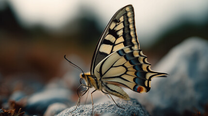 a Papilio machaon butterfly's back and wings
