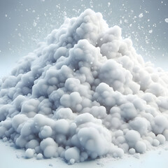 Snowy clouds in a bright blue sky