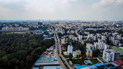 Ariel Shot of beautiful Bangalore City in India	