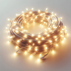 Golden Christmas lights and stars sparkling on a festive night background