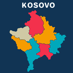 Fototapeta premium colorful map of KOSOVO on dark background with detailed outline vector illustration 