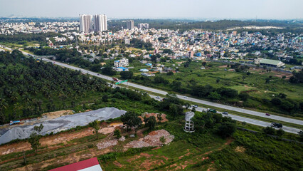 Aerial shot of Bengaluru urban area
