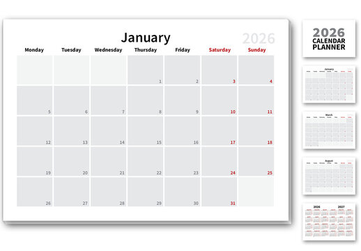 2026 Wall Dayplanner EU, Monday First Day of Week