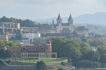 View of Miramar Palace and Diocesan seminary building on sunny day. San Sebastian, Basque Country, Spain.