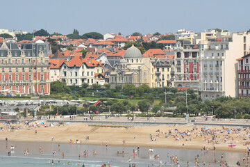 View of Miramar Beach on summer day. Biarritz, France.