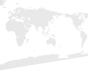 Simplified world vector map with square dot grid in APAC view (Left-Near Right-Far perspective, PPT-compatible & fully editable)