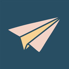 Doodle Paper Airplane icon hand drawn with thin line and colorful blob. Vector illustration