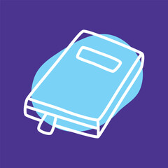 Doodle book icon hand drawn with thin line and colorful blob. Hardcover literature symbol. Vector illustration