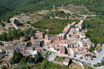 Aerial view of La Febr&oacute; village on sunny summer day. Tarragona, Spain.