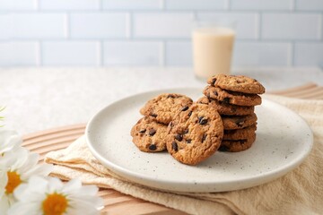 Chocolate Chips Cookies in ceramic plate