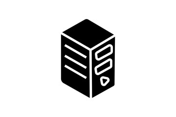 The image depicts a black and white icon of a battery. The battery is shown in a horizontal orientation with four vertical bars inside, indicating it is fully charged.