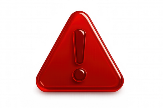 Red warning sign displaying an exclamation mark, symbolizing danger, alert, caution, error, and attention attention