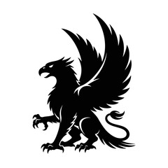 Obraz premium A Dynamic Vector Silhouette of a Griffin Standing Proudly with Spread Wings