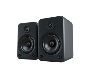 Fototapeta premium Two black computer speakers