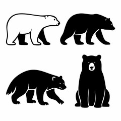 Set of four minimalist black silhouette animal vector icons including a firefly isolated on a clean white background for versatile design use