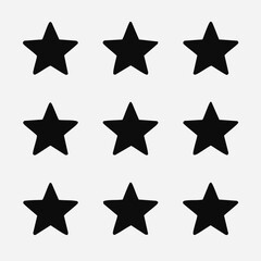 Collection of stylized star icons perfect for rating systems awards and celebratory designs presented as a versatile graphic set