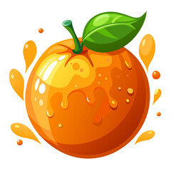 Vibrant orange fruit illustration with a dynamic splash effect perfect for refreshing beverage and food designs