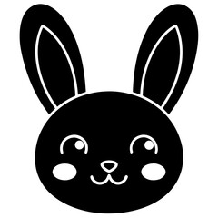 Adorable kawaii bunny face icon with cute blushing cheeks perfect for playful and charming designs