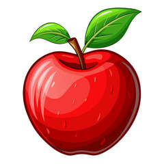Realistic red apple with green leaves a fresh fruit illustration perfect for healthy eating and harvest themes