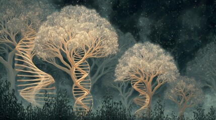 Dreamlike DNA Spiral Trees